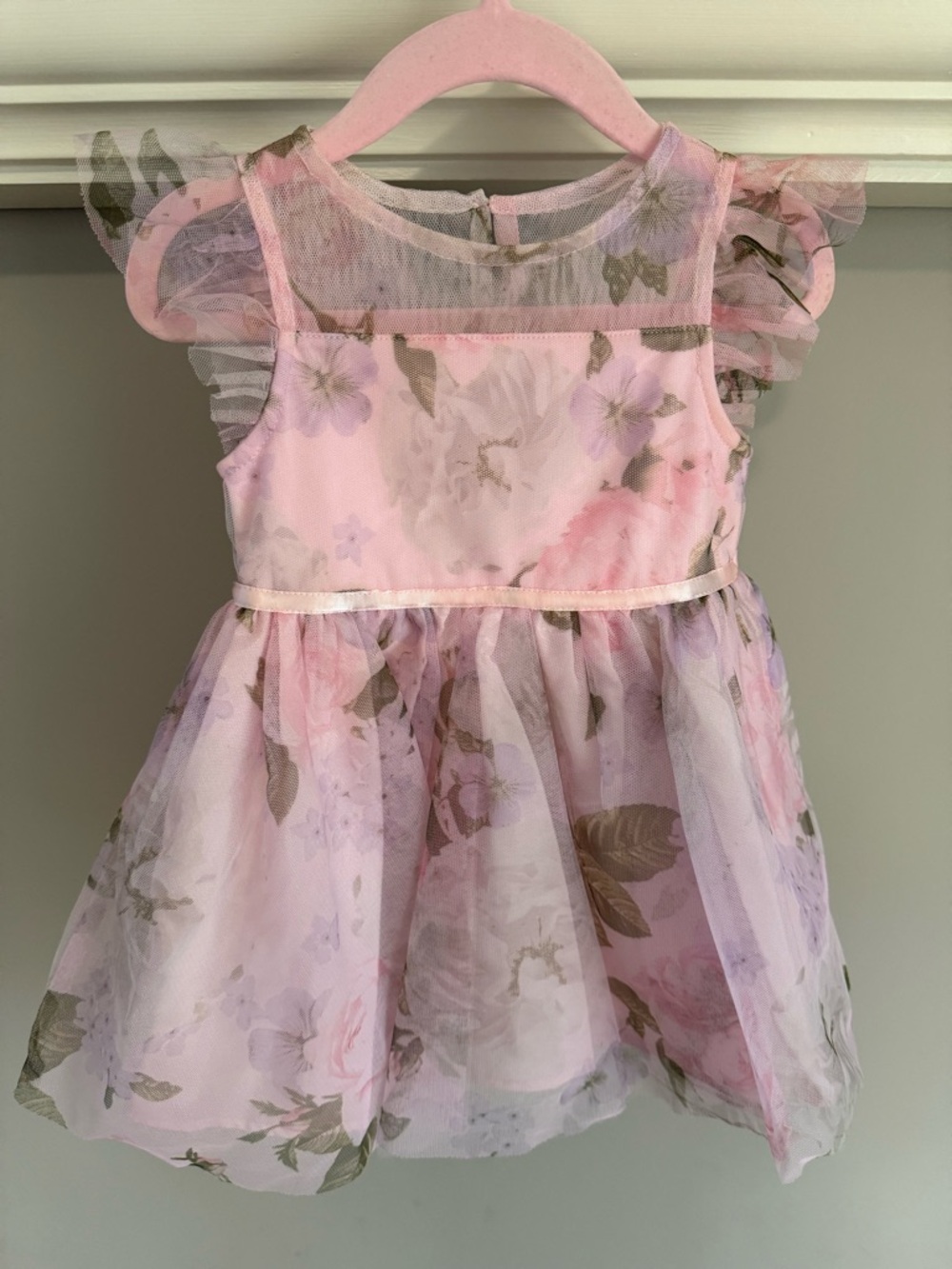 Pink Floral Tulle Toddler Dress
